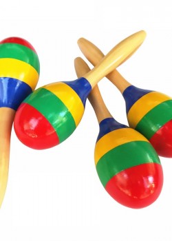 20CM 兒童木質 四色大沙錘 maraca (單個裝)