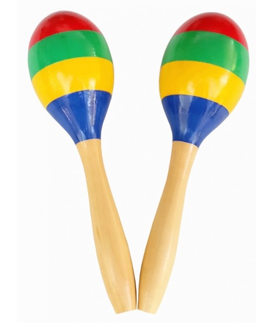 20CM 兒童木質 四色大沙錘 maraca (單個裝)
