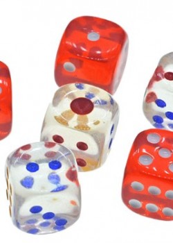 兒童 遊戲骰子 彩色透明 骰仔 6面骰子 色子 (3粒裝)