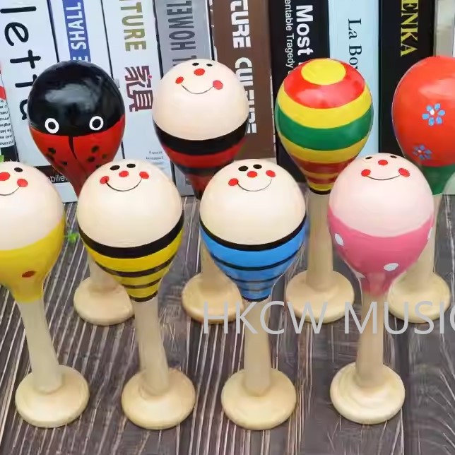 16CM 兒童木質 底坐款 沙錘 底坐沙錘 maraca (單個裝)