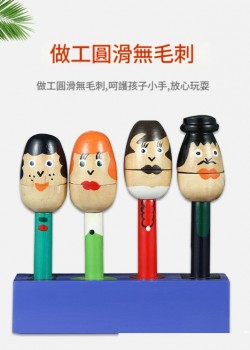 兒童 木柄 卡通木製響板套裝 木柄响板 一套4款家人