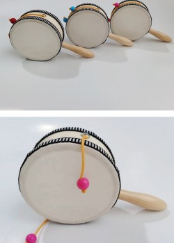 10CM 兒童 木質手摇鼓 手搖撥浪鼓 原木色