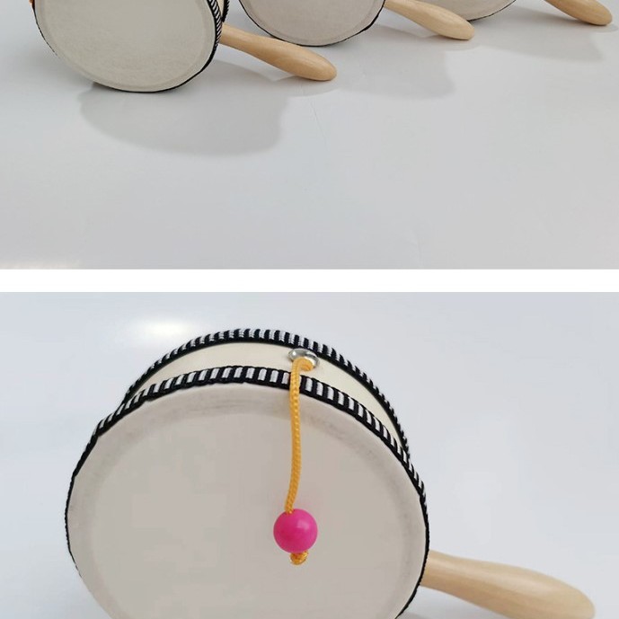 10CM 兒童 木質手摇鼓 手搖撥浪鼓 原木色