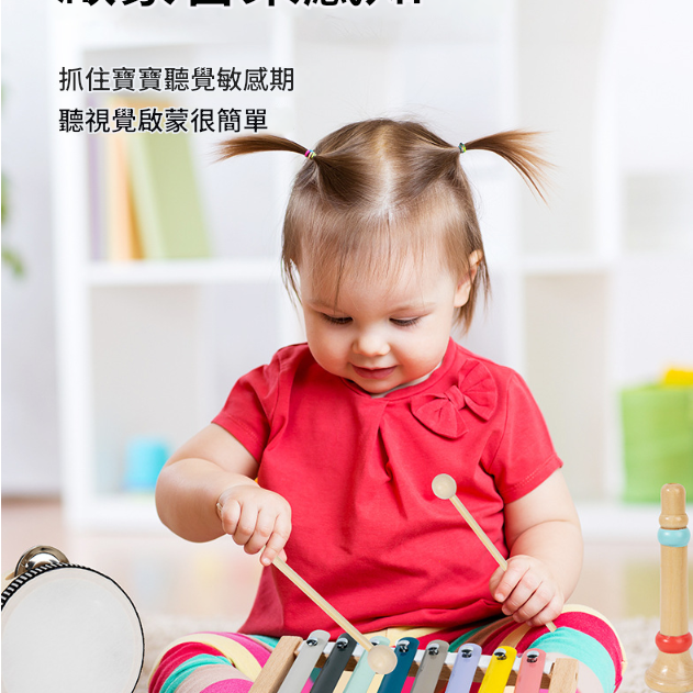 兒童木製 彩色 敲擊樂器 手搖樂器 (8件套裝)