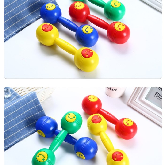 19CM 兒童 彩色笑臉雙頭 塑膠沙錘 maraca (單個裝)