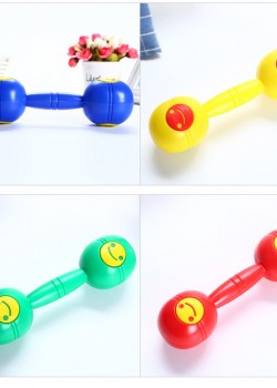 19CM 兒童 彩色笑臉雙頭 塑膠沙錘 maraca (單個裝)