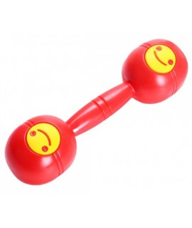 19CM 兒童 彩色笑臉雙頭 塑膠沙錘 maraca (單個裝)