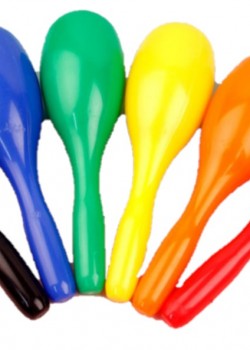 24CM 兒童 彩色橢圓 塑膠沙錘 maraca (單個裝)