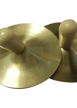 5CM 木柄 小銅鑔 小鈸 木柄銅鑔 (1對) 金色