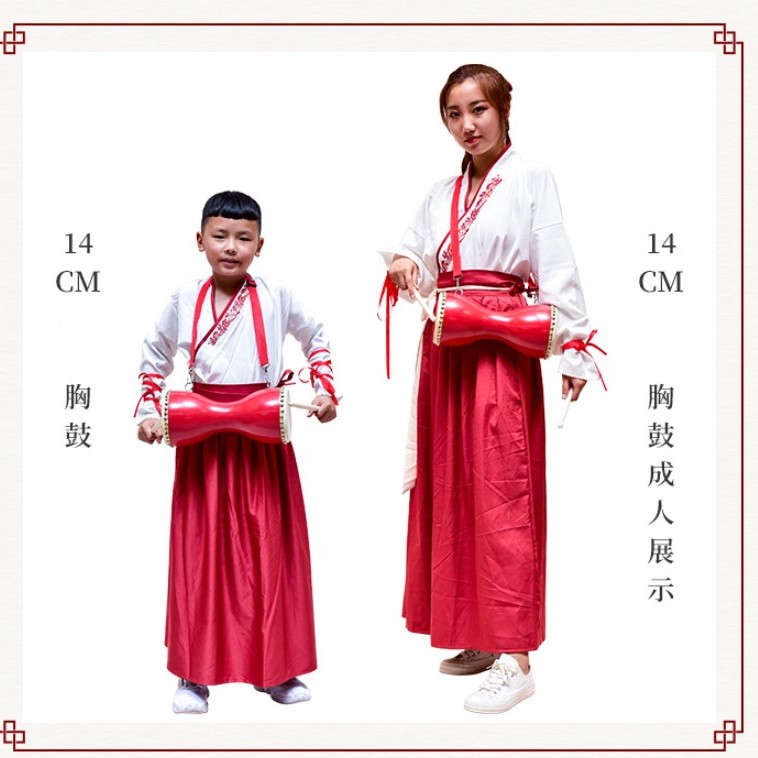 14CM 龍圖案 牛皮胸鼓 曲漾腰鼓 兒童腰鼓