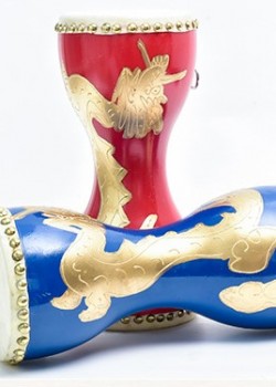 14CM 龍圖案 牛皮胸鼓 曲漾腰鼓 兒童腰鼓