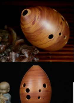 十孔雙腔 F調 紅岩紋梨形 陶塤