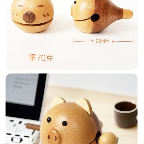 櫸木沙比利木 動物造型 手工木雕 木魚