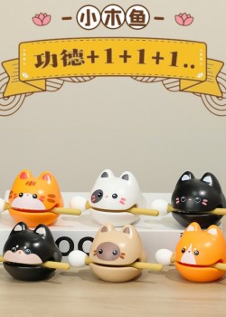 可愛卡通小貓 小狗款 小木魚 一套6款套裝