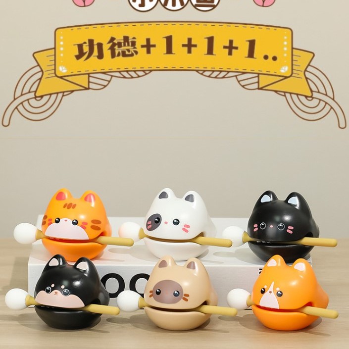 可愛卡通小貓 小狗款 小木魚 一套6款套裝