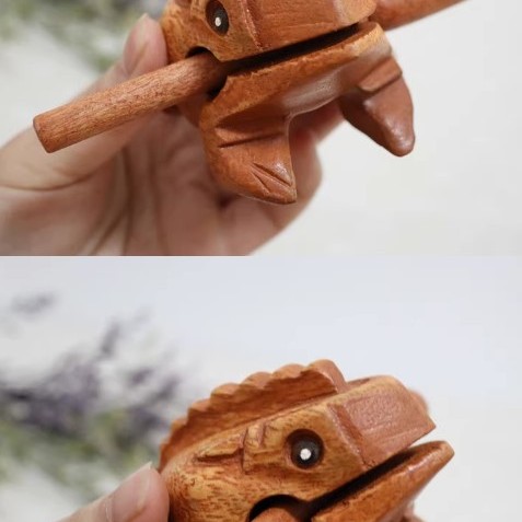 青蛙 手工木雕木魚 (小)