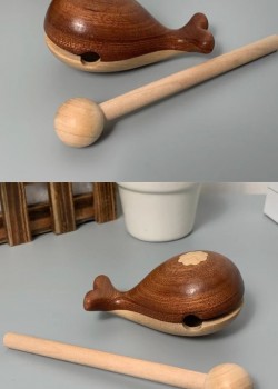 小鯨魚 手工木雕 木魚