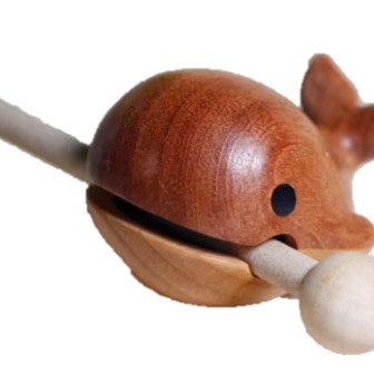 鯨魚款 烏檀木 手工木雕 木魚