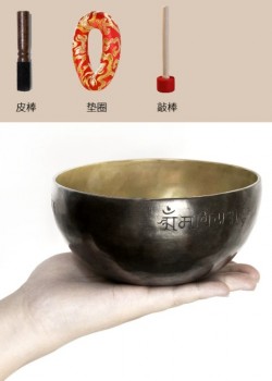 16CM 尼泊爾手工 烏金雙色 滿月頌缽 頌缽 Singing Bowl