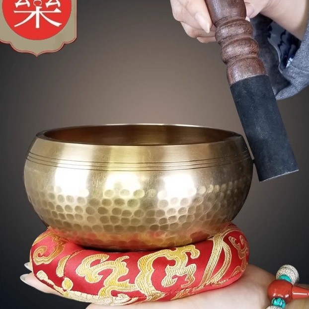 8CM 尼泊爾手工 銅磬 頌缽 黃銅款