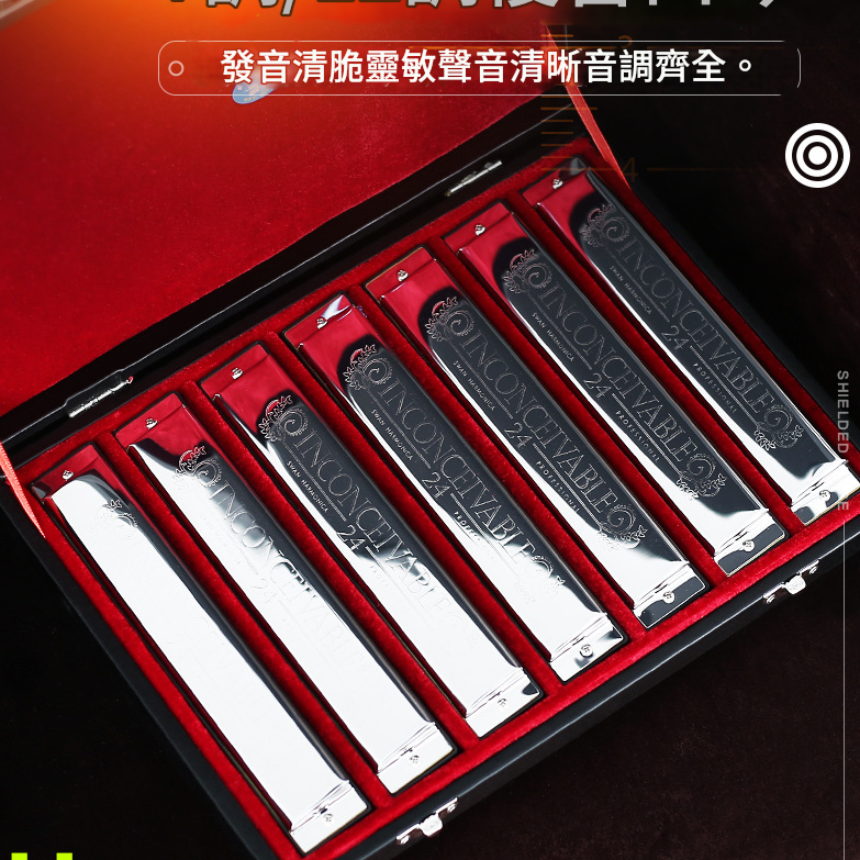SWAN 天鵝牌 24 孔 高級複音 口琴 12調套裝 Harmonica 一套12個