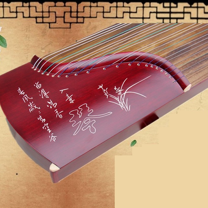 高山幽蘭 刻字 古箏