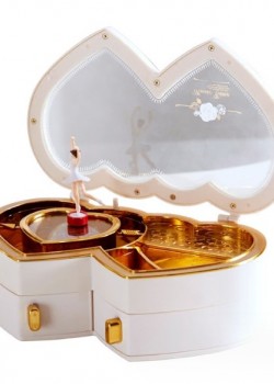 雙心型 女生旋轉芭蕾 音樂盒 MUSIC BOX
