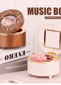 創意 歐式復古 印花小圓盒 音樂盒 MUSIC BOX