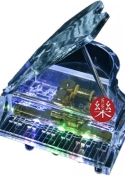 三角鋼琴 透明 帶LED燈 音樂盒 MUSIC BOX