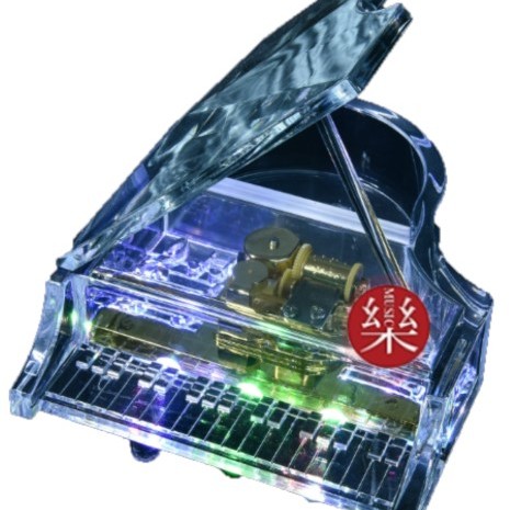 三角鋼琴 透明 帶LED燈 音樂盒 MUSIC BOX