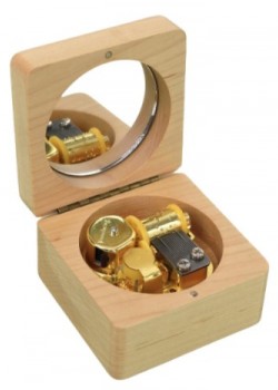 木質 原木 圓形玻璃面 木盒 音樂盒 MUSIC BOX