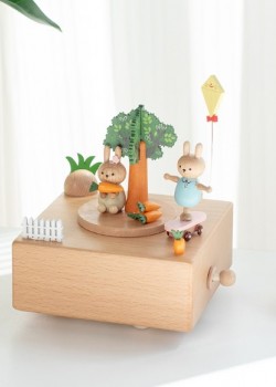 小兔滑板車音樂盒 木質音樂盒 MUSIC BOX
