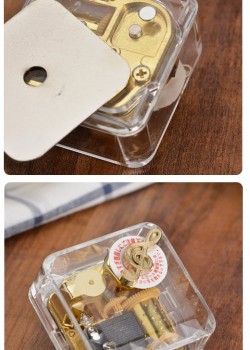 音符方形 音樂盒 透明 正方形 音樂盒 MUSIC BOX