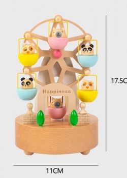 彩色動物 旋轉摩天輪 木質音樂盒 MUSIC BOX