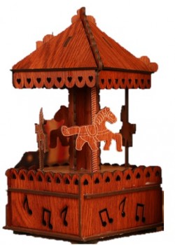 木質 旋轉木馬 音樂盒  MUSIC BOX