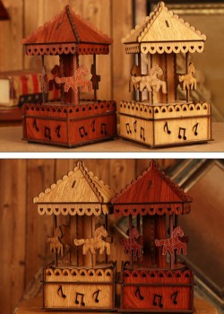 木質 旋轉木馬 音樂盒  MUSIC BOX